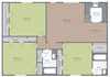 3 Bedroom 2 Bath floor plan image 1055 sq ft
